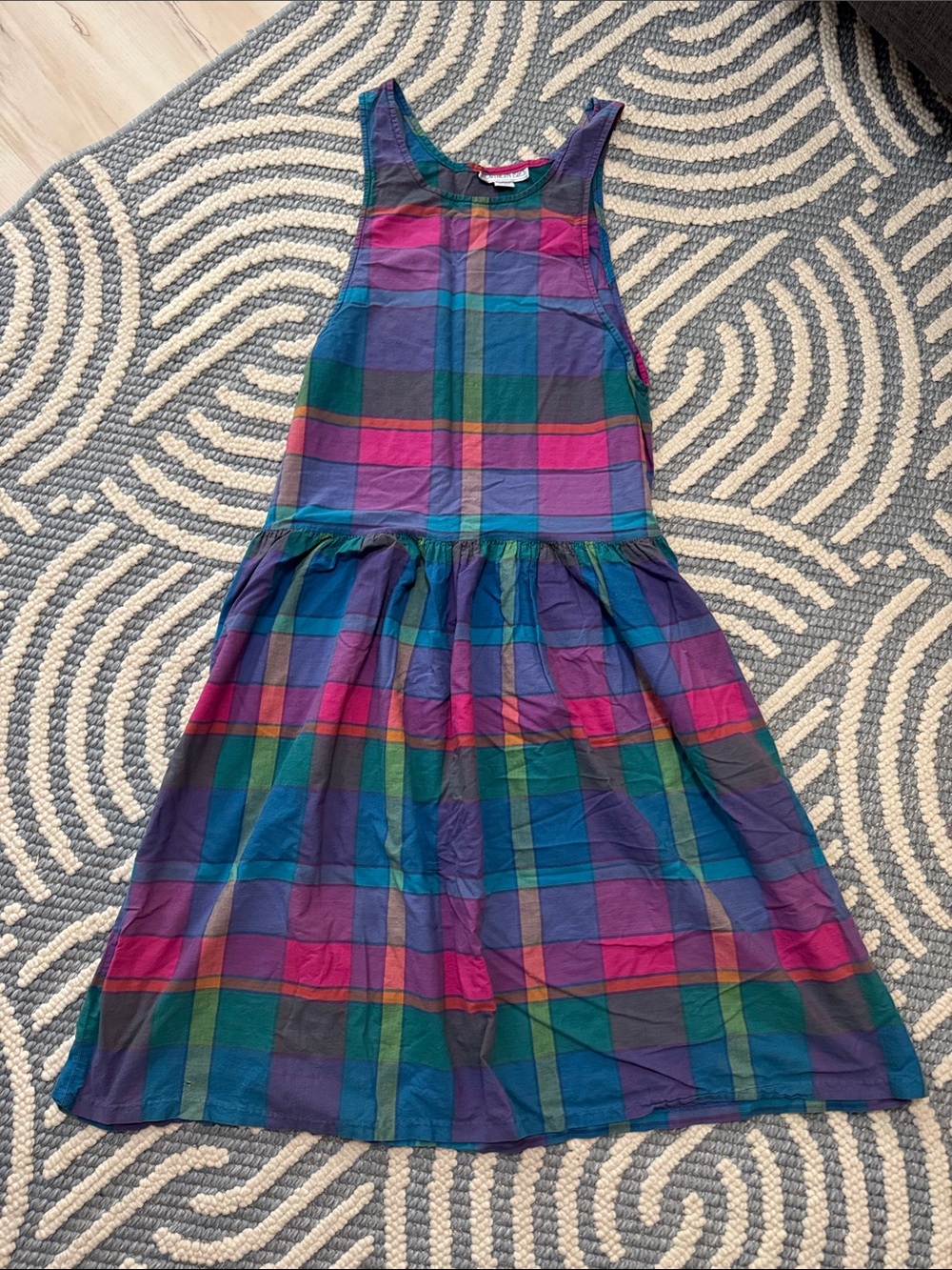 Vintage Northern Isles Plaid Drop Waist Midi Dress Made in USA size 12